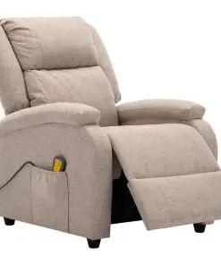 vidaXL Massage Recliner Cream Fabric