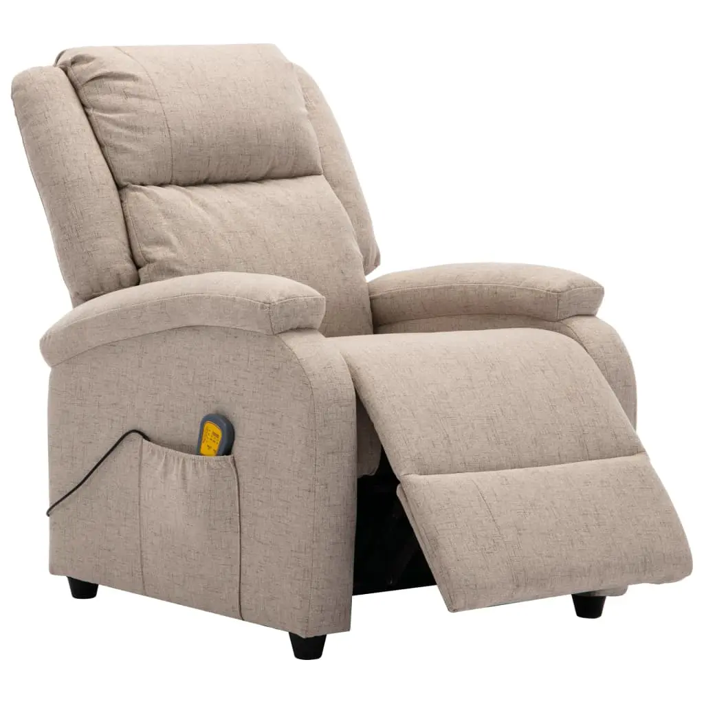 vidaXL Massage Recliner Cream Fabric