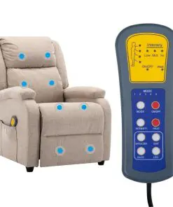vidaXL Massage Recliner Cream Fabric