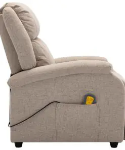 vidaXL Massage Recliner Cream Fabric