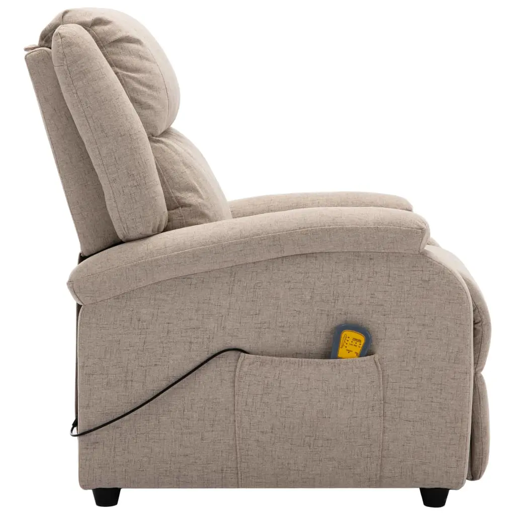 vidaXL Massage Recliner Cream Fabric