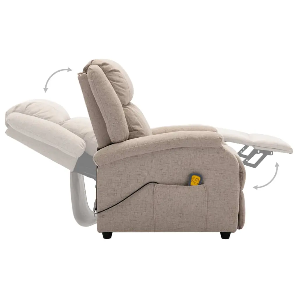 vidaXL Massage Recliner Cream Fabric