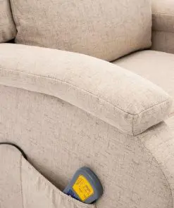 vidaXL Massage Recliner Cream Fabric