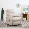 vidaXL Massage Recliner Cream Fabric vidaXL Massage Recliner Cream Fabric