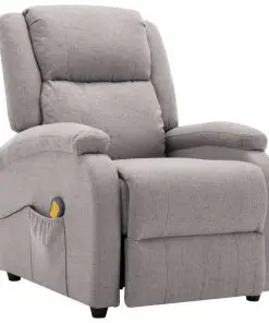 vidaXL Massage Recliner Light Grey Fabric
