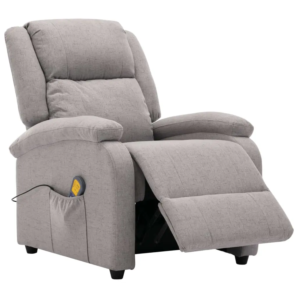 vidaXL Massage Recliner Light Grey Fabric