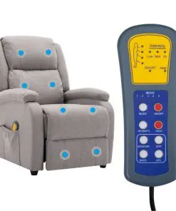 vidaXL Massage Recliner Light Grey Fabric