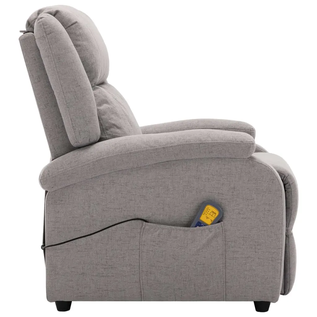 vidaXL Massage Recliner Light Grey Fabric