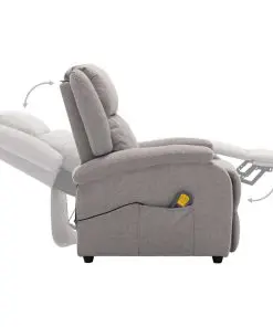 vidaXL Massage Recliner Light Grey Fabric