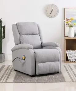 vidaXL Massage Recliner Light Grey Fabric