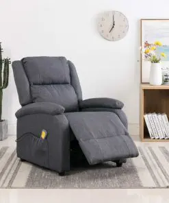 vidaXL Massage Recliner Dark Grey Fabric