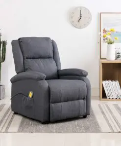 vidaXL Massage Recliner Dark Grey Fabric