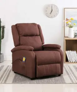 vidaXL Massage Recliner Brown Fabric