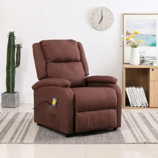 vidaXL Massage Recliner Brown Fabric