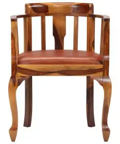 vidaXL Dining Chairs 6 pcs Real Leather and Solid Sheesham Wood