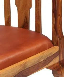 vidaXL Dining Chairs 6 pcs Real Leather and Solid Sheesham Wood