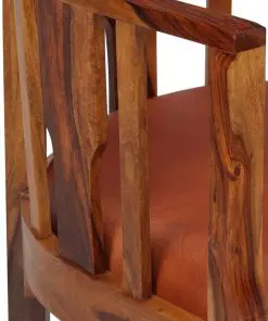 vidaXL Dining Chairs 6 pcs Real Leather and Solid Sheesham Wood