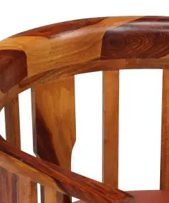vidaXL Dining Chairs 6 pcs Real Leather and Solid Sheesham Wood