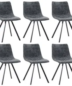 vidaXL Dining Chairs 6 pcs Black Faux Leather