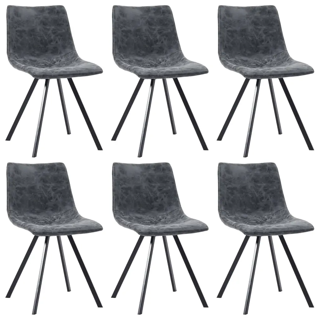 vidaXL Dining Chairs 6 pcs Black Faux Leather