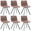 vidaXL Dining Chairs 6 pcs Medium Brown Faux Leather vidaXL Dining Chairs 6 pcs Medium Brown Faux Leather