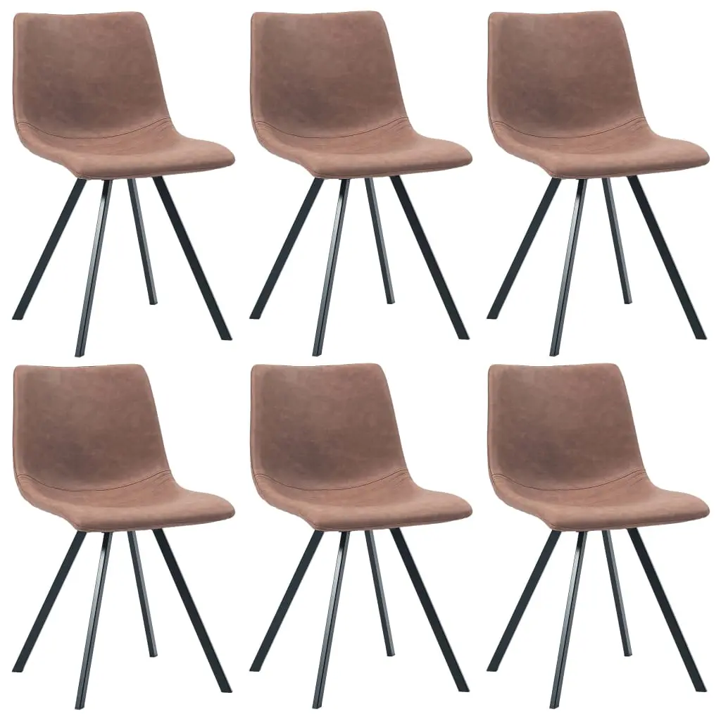vidaXL Dining Chairs 6 pcs Medium Brown Faux Leather