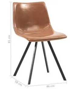 vidaXL Dining Chairs 6 pcs Shiny Brown Faux Leather