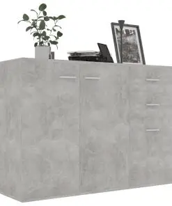 vidaXL Sideboard Concrete Grey 105x30x75 cm Chipboard