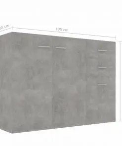 vidaXL Sideboard Concrete Grey 105x30x75 cm Chipboard