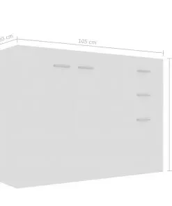 vidaXL Sideboard High Gloss White 105x30x75 cm Chipboard