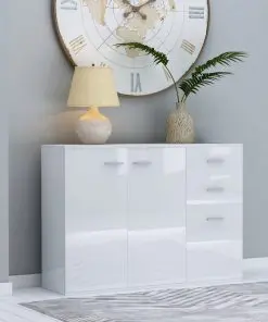 vidaXL Sideboard High Gloss White 105x30x75 cm Chipboard