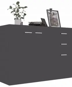 vidaXL Sideboard High Gloss Grey 105x30x75 cm Chipboard