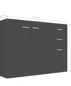 vidaXL Sideboard High Gloss Grey 105x30x75 cm Chipboard