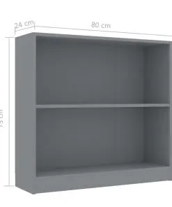 vidaXL Bookshelf Grey 80x24x75 cm Chipboard