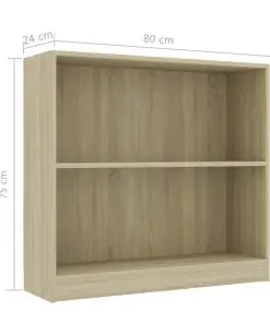 vidaXL Bookshelf Sonoma Oak 80x24x75 cm Chipboard