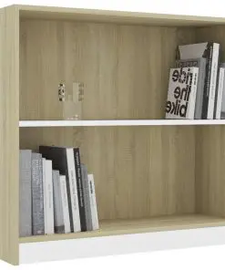 vidaXL Bookshelf White and Sonoma Oak 80x24x75 cm Chipboard