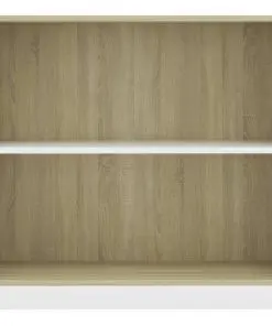 vidaXL Bookshelf White and Sonoma Oak 80x24x75 cm Chipboard