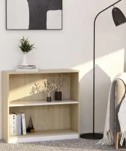 vidaXL Bookshelf White and Sonoma Oak 80x24x75 cm Chipboard