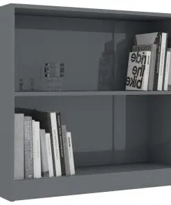 vidaXL Bookshelf High Gloss Grey 80x24x75 cm Chipboard
