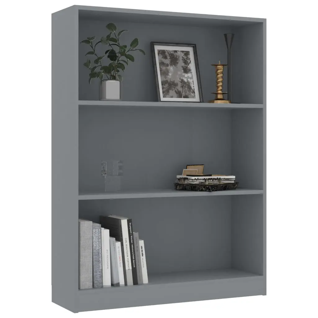vidaXL Bookshelf Grey 80x24x108 cm Chipboard