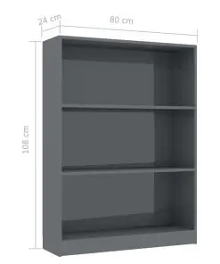 vidaXL Bookshelf Grey 80x24x108 cm Chipboard