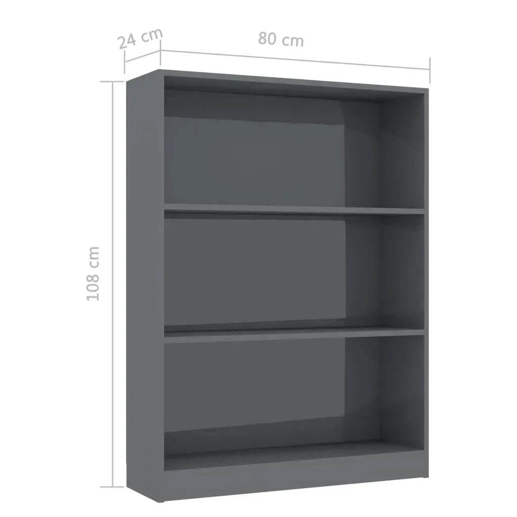 vidaXL Bookshelf Grey 80x24x108 cm Chipboard