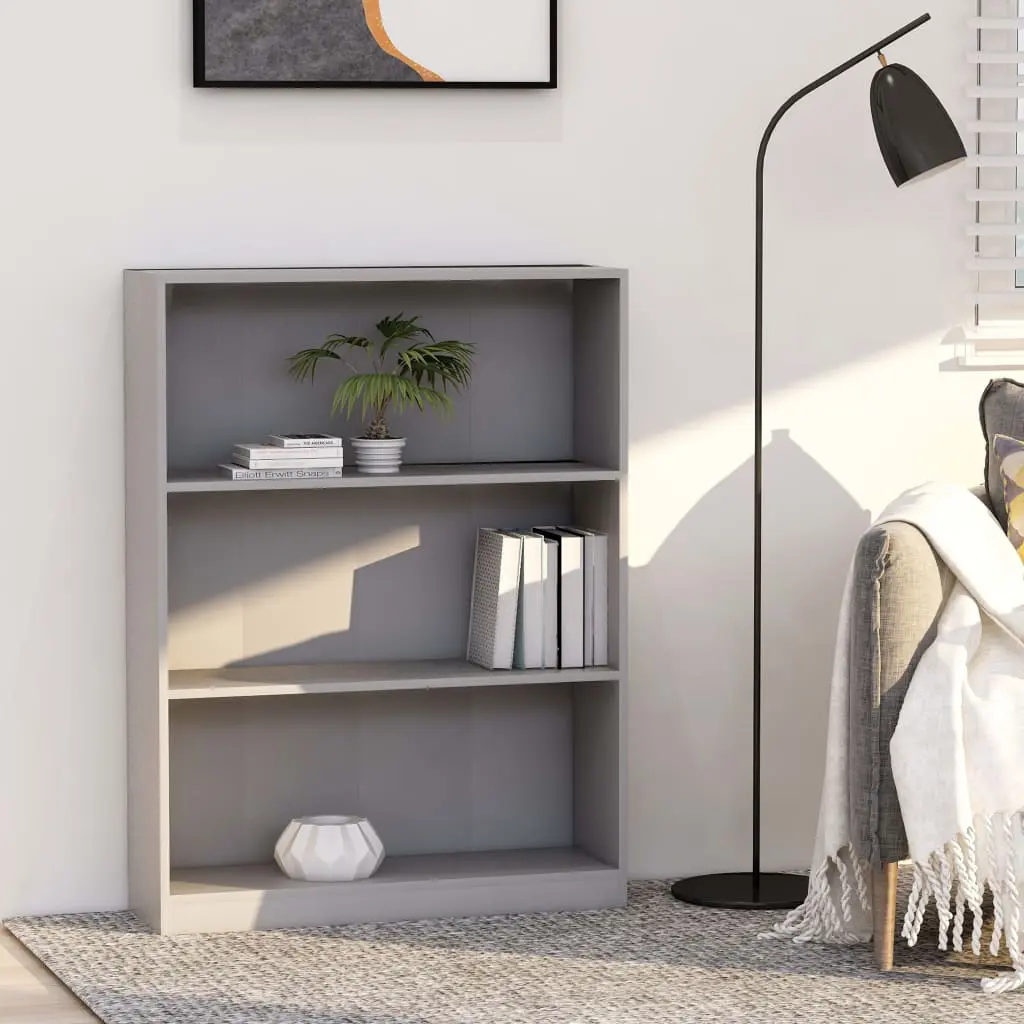 vidaXL Bookshelf Grey 80x24x108 cm Chipboard