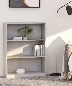 vidaXL Bookshelf Concrete Grey 80x24x108 cm Chipboard