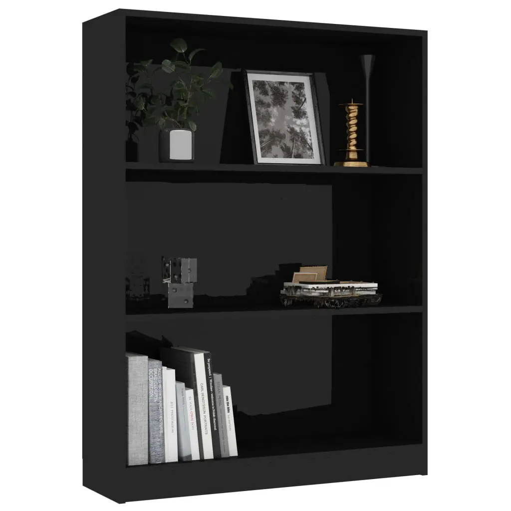 vidaXL Bookshelf High Gloss Black 80x24x108 cm Chipboard