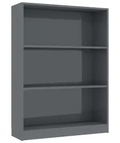 vidaXL Bookshelf High Gloss Grey 80x24x108 cm Chipboard