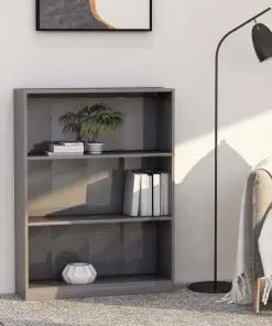 vidaXL Bookshelf High Gloss Grey 80x24x108 cm Chipboard