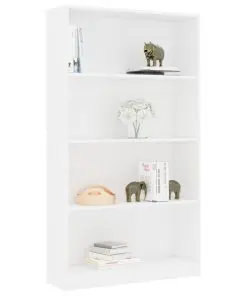 vidaXL 4-Tier Book Cabinet White 80x24x142 cm Chipboard