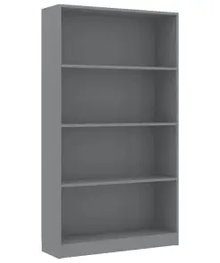 vidaXL 4-Tier Book Cabinet Grey 80x24x142 cm Chipboard