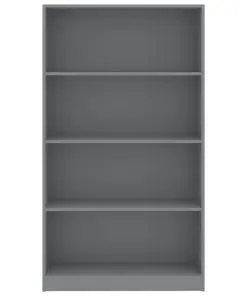 vidaXL 4-Tier Book Cabinet Grey 80x24x142 cm Chipboard